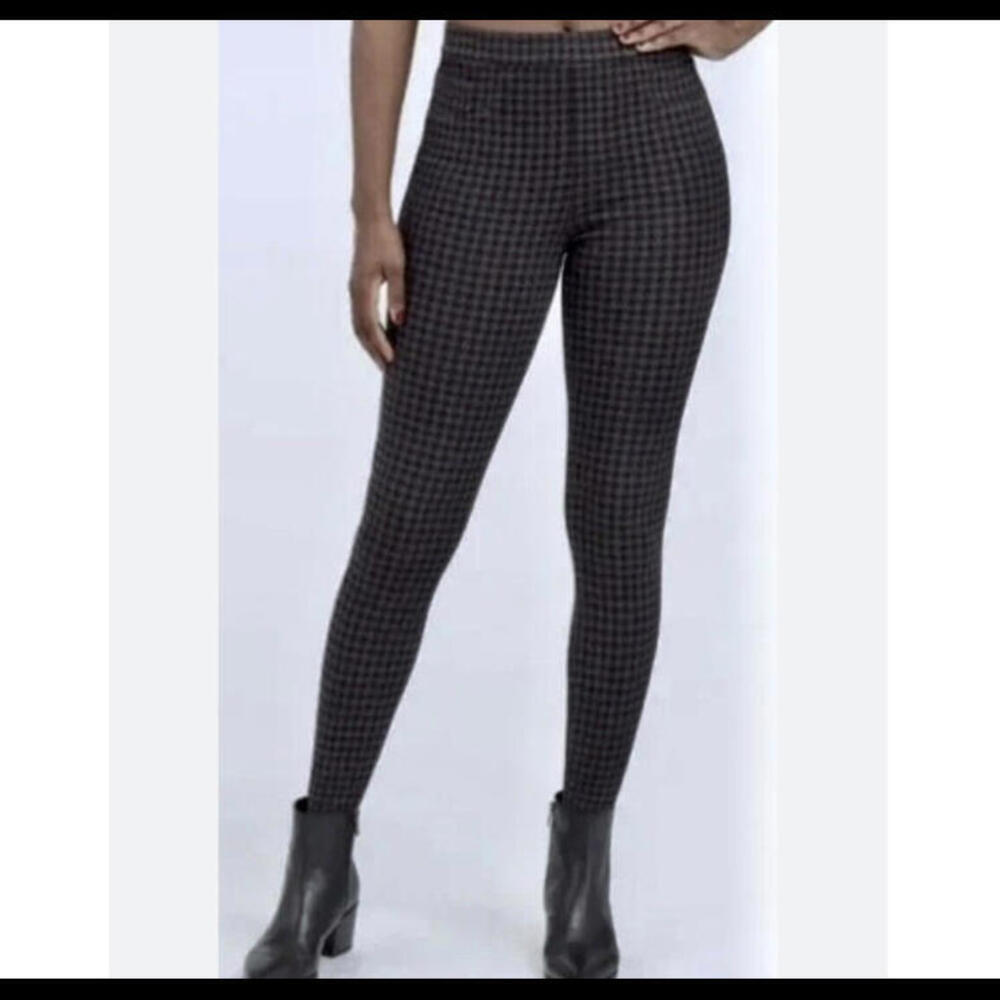 SPANX gray black houndstooth skinny stretch pants
